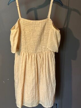 Yellow Smocked Cold-Shoulder Sundress